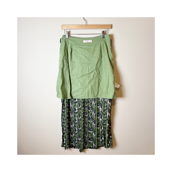 Anthropologie Maeve Green Floral Print Pleated Midi Skirt S - Picture 10 of 10